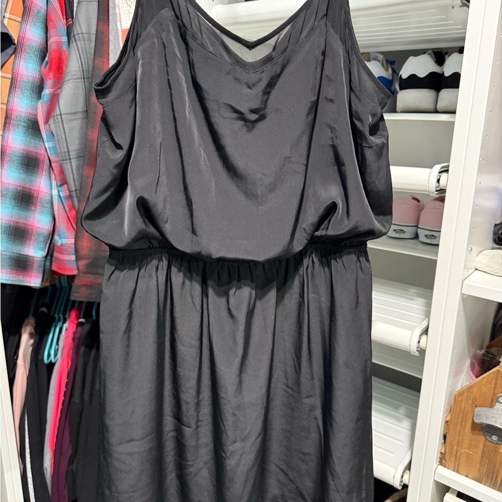 Express Black Ruched Cowl Neck Midi Dress